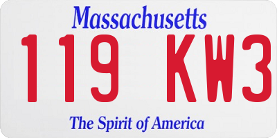 MA license plate 119KW3