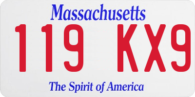 MA license plate 119KX9