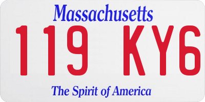 MA license plate 119KY6