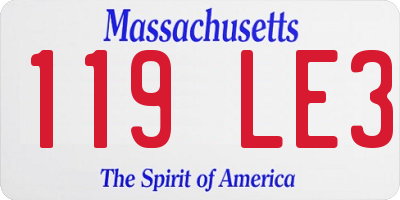 MA license plate 119LE3