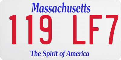 MA license plate 119LF7