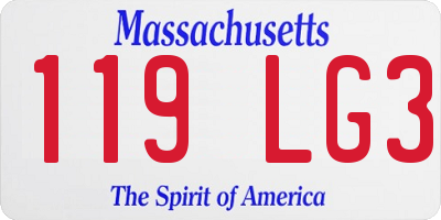 MA license plate 119LG3