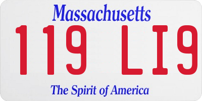 MA license plate 119LI9