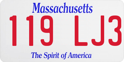 MA license plate 119LJ3
