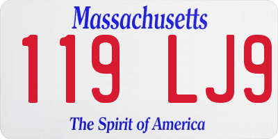 MA license plate 119LJ9