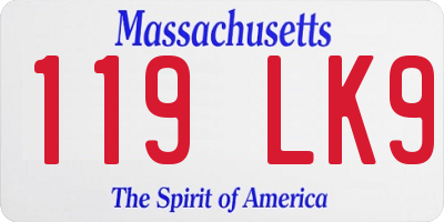 MA license plate 119LK9