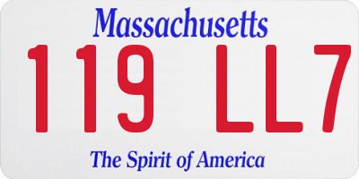 MA license plate 119LL7