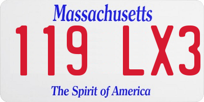 MA license plate 119LX3