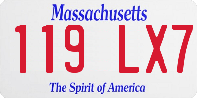 MA license plate 119LX7