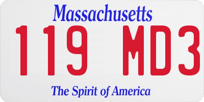 MA license plate 119MD3