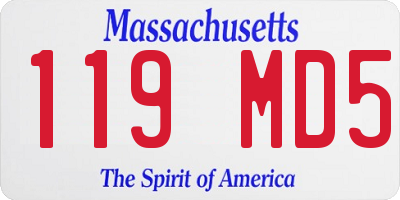 MA license plate 119MD5