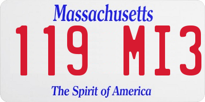 MA license plate 119MI3