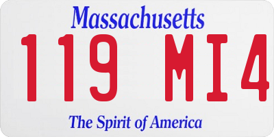 MA license plate 119MI4
