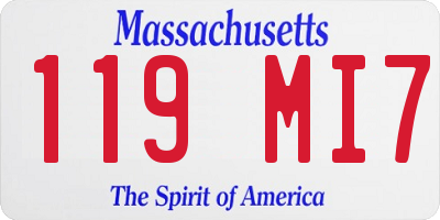 MA license plate 119MI7