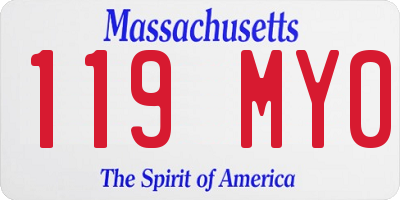 MA license plate 119MY0