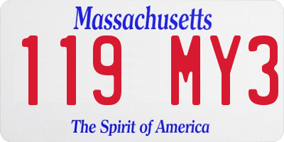 MA license plate 119MY3
