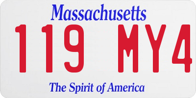 MA license plate 119MY4