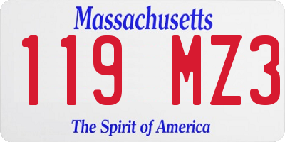 MA license plate 119MZ3