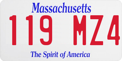 MA license plate 119MZ4