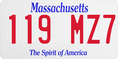 MA license plate 119MZ7