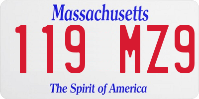 MA license plate 119MZ9