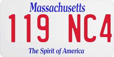 MA license plate 119NC4
