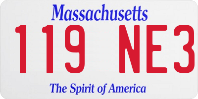 MA license plate 119NE3