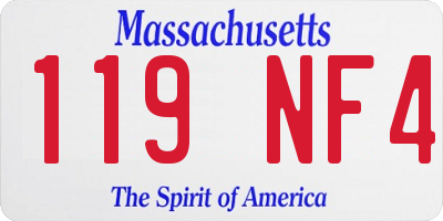 MA license plate 119NF4