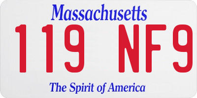 MA license plate 119NF9