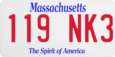 MA license plate 119NK3