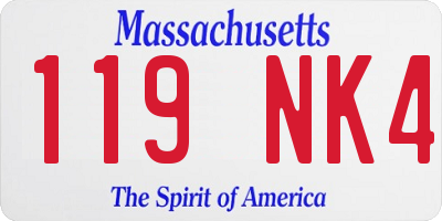 MA license plate 119NK4