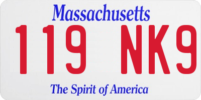 MA license plate 119NK9