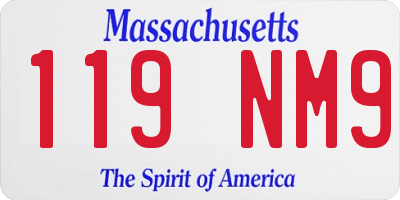 MA license plate 119NM9