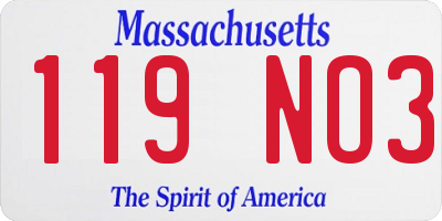 MA license plate 119NO3