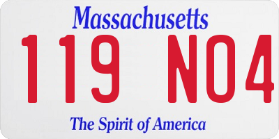 MA license plate 119NO4