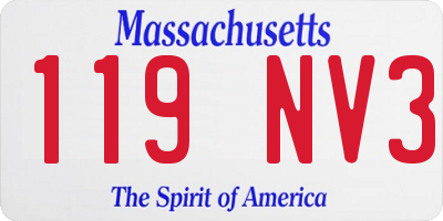 MA license plate 119NV3