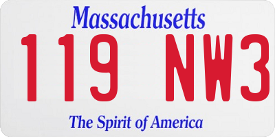MA license plate 119NW3