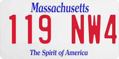 MA license plate 119NW4