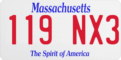 MA license plate 119NX3