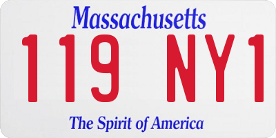 MA license plate 119NY1
