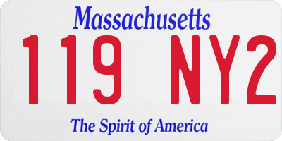 MA license plate 119NY2