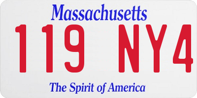 MA license plate 119NY4