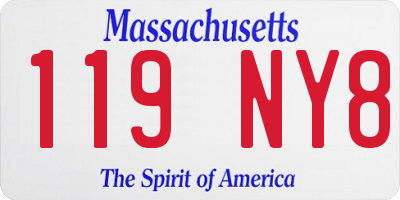 MA license plate 119NY8