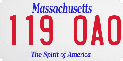 MA license plate 119OA0