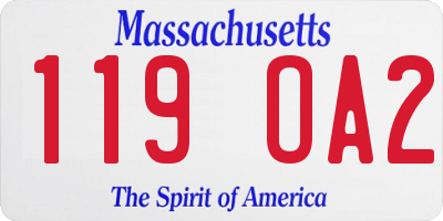 MA license plate 119OA2