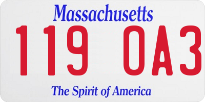 MA license plate 119OA3