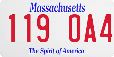 MA license plate 119OA4