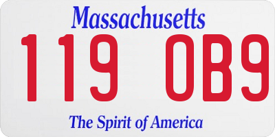 MA license plate 119OB9