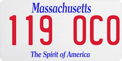 MA license plate 119OC0