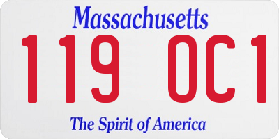 MA license plate 119OC1